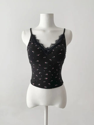 Rielf Flower Lace Crop Cap Bralette Sleeveless