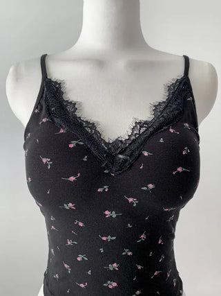 Rielf Flower Lace Crop Cap Bralette Sleeveless