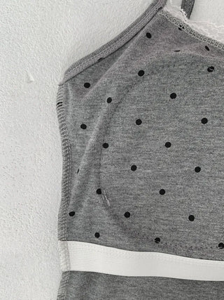 Vanilla Dot Lace Ribbon Crop Cap Bralette Sleeveless