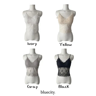 Sia See-through Flower Lace Bralette Cap Sleeveless