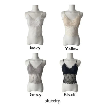 Sia See-through Flower Lace Bralette Cap Sleeveless