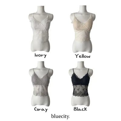 Sia See-through Flower Lace Bralette Cap Sleeveless