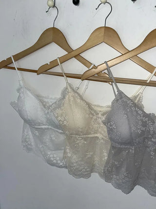 Sia See-through Flower Lace Bralette Cap Sleeveless
