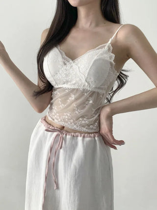 Sia See-through Flower Lace Bralette Cap Sleeveless