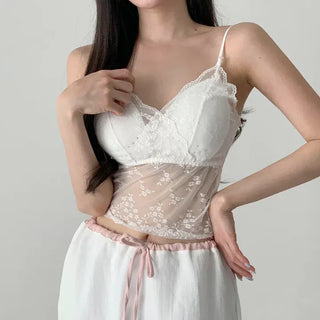 Sia See-through Flower Lace Bralette Cap Sleeveless