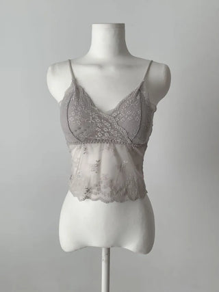 Sia See-through Flower Lace Bralette Cap Sleeveless