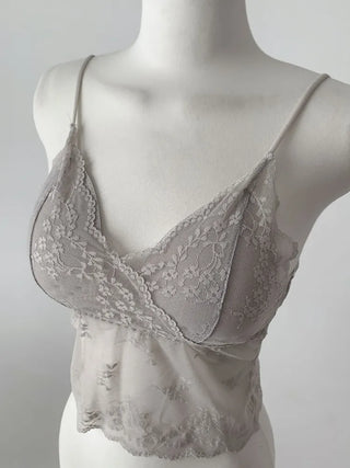 Sia See-through Flower Lace Bralette Cap Sleeveless