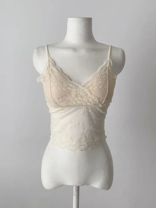 Sia See-through Flower Lace Bralette Cap Sleeveless