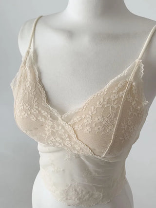 Sia See-through Flower Lace Bralette Cap Sleeveless