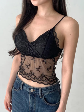 Sia See-through Flower Lace Bralette Cap Sleeveless