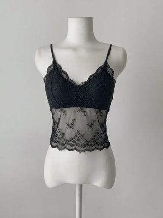 Sia See-through Flower Lace Bralette Cap Sleeveless