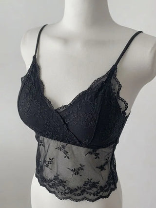 Sia See-through Flower Lace Bralette Cap Sleeveless