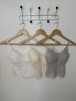 Sia See-through Flower Lace Bralette Cap Sleeveless