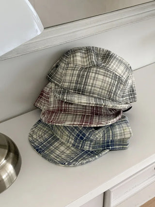Ramu Check Vintage Grid Camp Cap