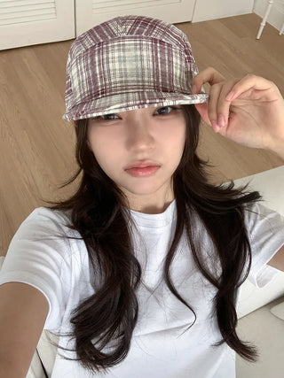 Ramu Check Vintage Grid Camp Cap