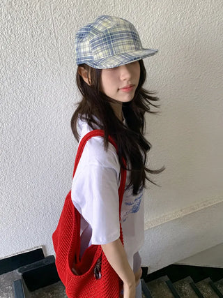 Ramu Check Vintage Grid Camp Cap