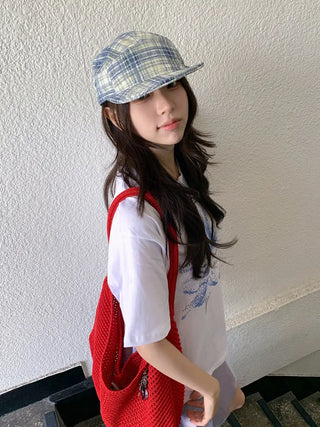 Ramu Check Vintage Grid Camp Cap