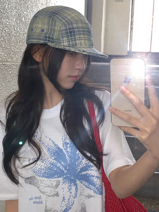 Ramu Check Vintage Grid Camp Cap
