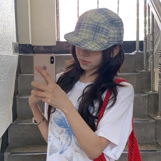 Ramu Check Vintage Grid Camp Cap