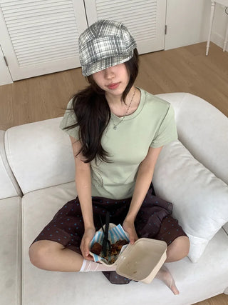 Ramu Check Vintage Grid Camp Cap