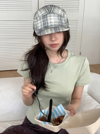 Ramu Check Vintage Grid Camp Cap