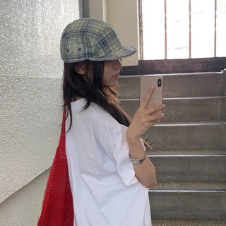 Ramu Check Vintage Grid Camp Cap