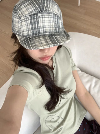 Ramu Check Vintage Grid Camp Cap
