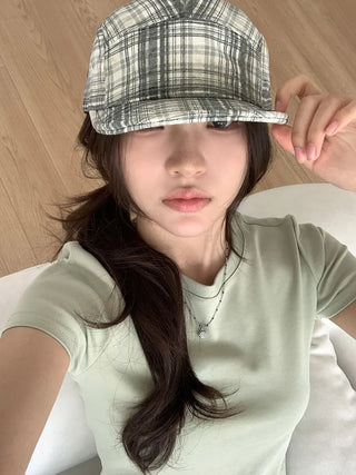 Ramu Check Vintage Grid Camp Cap