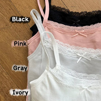 Sorbet Ribbon Lace Crop Cap Sleeveless