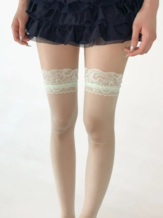 Milky Lace See-through Band Over-the-Knee Stocking Socks