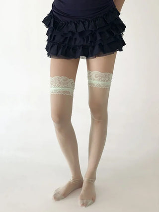 Milky Lace See-through Band Over-the-Knee Stocking Socks