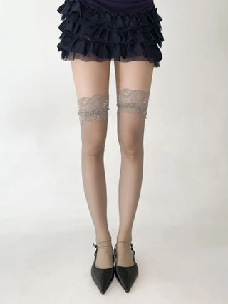 Milky Lace See-through Band Over-the-Knee Stocking Socks