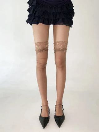 Milky Lace See-through Band Over-the-Knee Stocking Socks