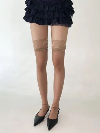 Milky Lace See-through Band Over-the-Knee Stocking Socks