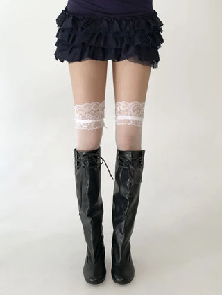 Milky Lace See-through Band Over-the-Knee Stocking Socks