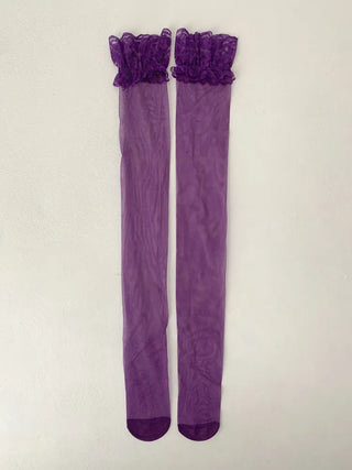 Milky Lace See-through Band Over-the-Knee Stocking Socks