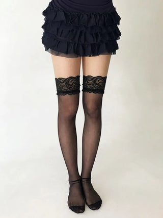 Milky Lace See-through Band Over-the-Knee Stocking Socks