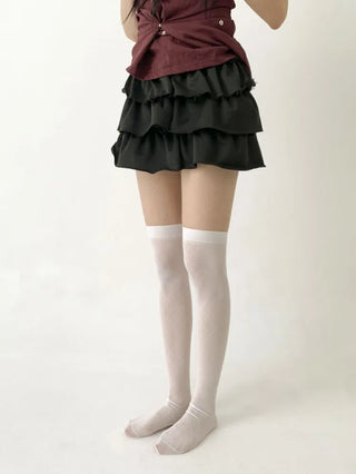 Chic Diamond Check See-through Knee Socks Stockings