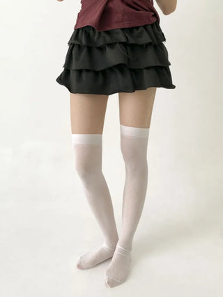 Chic Diamond Check See-through Knee Socks Stockings