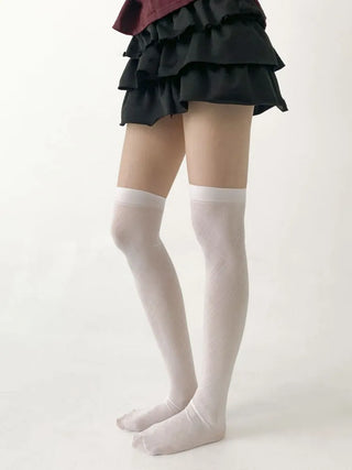 Chic Diamond Check See-through Knee Socks Stockings