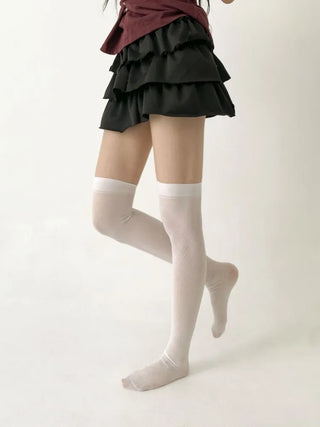 Chic Diamond Check See-through Knee Socks Stockings