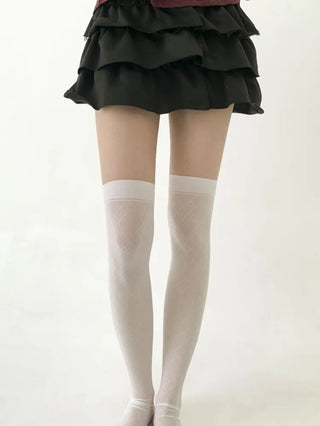 Chic Diamond Check See-through Knee Socks Stockings