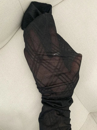 Chic Diamond Check See-through Knee Socks Stockings