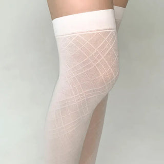 Chic Diamond Check See-through Knee Socks Stockings