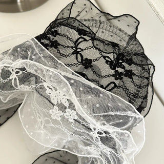 Momo See-through Pattern Dot Lace Long Scarf