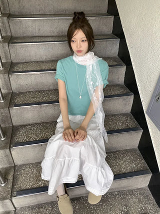 Momo See-through Pattern Dot Lace Long Scarf
