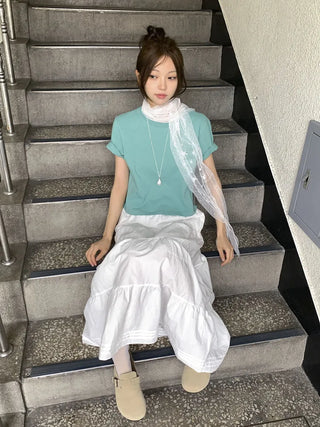 Momo See-through Pattern Dot Lace Long Scarf