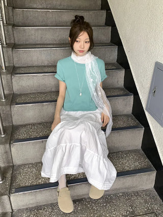 Momo See-through Pattern Dot Lace Long Scarf