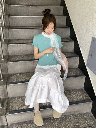 Momo See-through Pattern Dot Lace Long Scarf