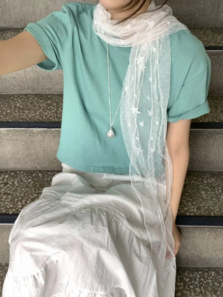 Momo See-through Pattern Dot Lace Long Scarf